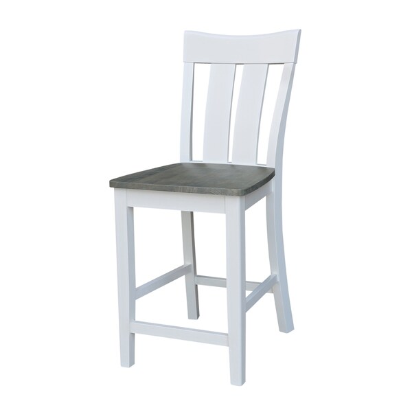 International Concepts Ava Solid Wood Counter Height Bar Stool - 24" Seat Height - White/Heather Gray S05-132 - main